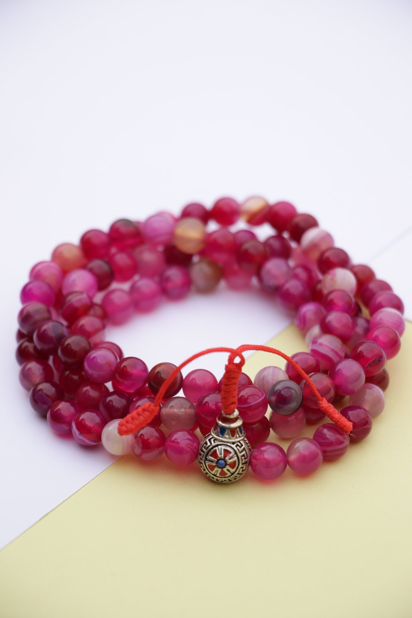 Pink Agate Prayer Beads Mala